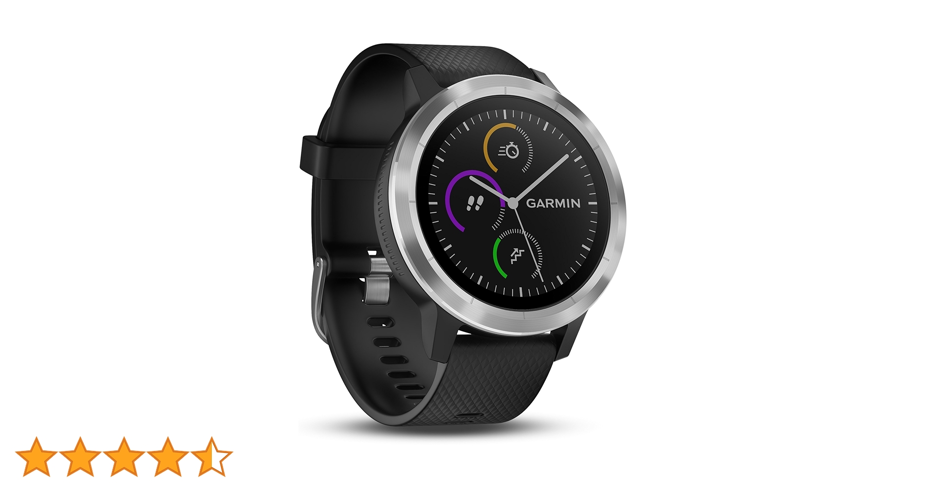 Garmin Vivoactive 3 Smartwatch, Black & Stainless, 010-01769
